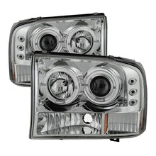 Load image into Gallery viewer, Spyder Halo LED Projector Headlights for Ford F-250 Super Duty 2002-2004, Version 2 Chrome with Bulbs Included