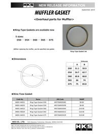 HKS Muffler Gasket 66mm Inner Diameter, 74mm Outer Diameter - Part Number hks34001-AK024