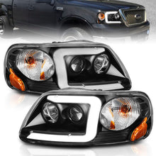 Load image into Gallery viewer, ANZO 1997-2003 Ford F-150 Projector Headlights with Light Bar - Black Housing and Clear Lens