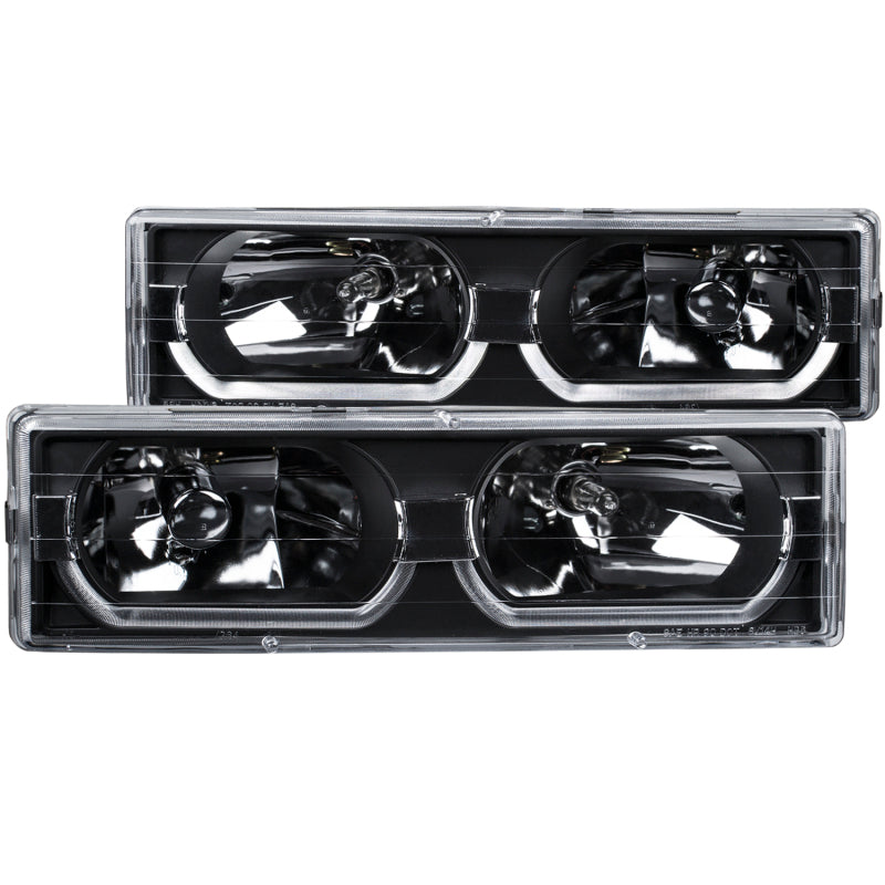 ANZO 1988-1998 Chevrolet C1500 Crystal Headlights with Black Housing and Low Brow - Pair