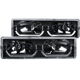 ANZO 1988-1998 Chevrolet C1500 Crystal Headlights with Black Housing and Low Brow - Pair