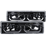 ANZO 1988-1998 Chevrolet C1500 Crystal Headlights with Black Housing and Low Brow - Pair