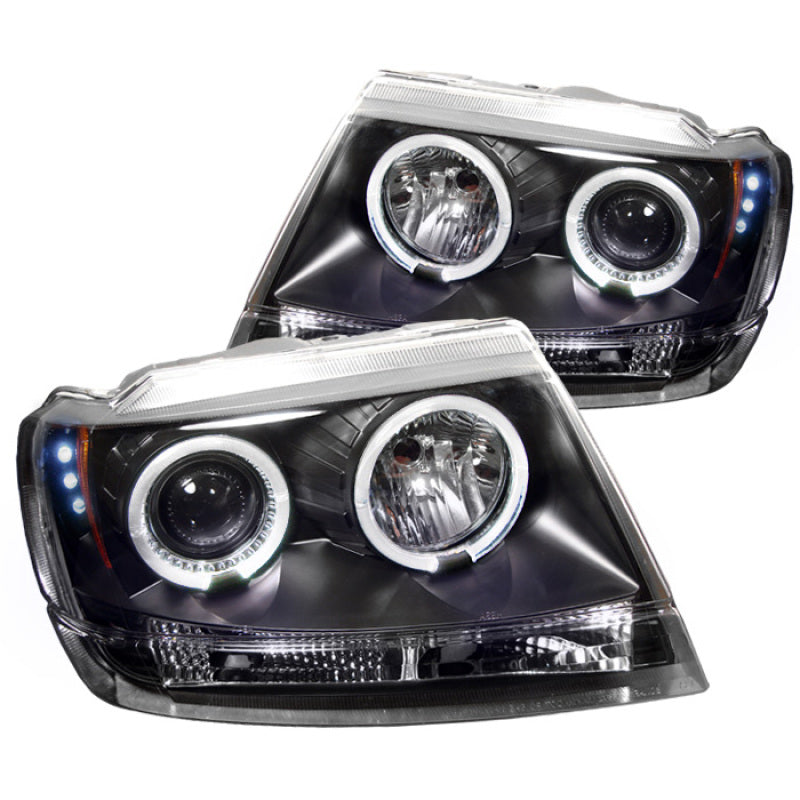 Spyder Jeep Grand Cherokee 99-04 LED Halo Projector Headlights - Black (Part #PRO-YD-JGC99-HL-BK)