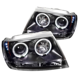 Spyder Jeep Grand Cherokee 99-04 LED Halo Projector Headlights - Black (Part #PRO-YD-JGC99-HL-BK)