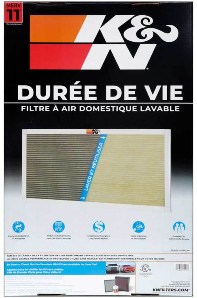 K&N Engineering HVAC Filter 16 x 25 x 1 - Reusable Pleated Synthetic Air Filter for Home HVAC Systems