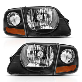 ANZO Crystal Headlights for Ford F-150 1997-2003 with Black Housing and Clear Lenses