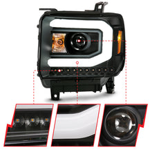 Load image into Gallery viewer, ANZO GMC Sierra 1500 14-15 &amp; 2500HD/3500HD Projector Headlight Set with Plank Style Switchback, Black Finish