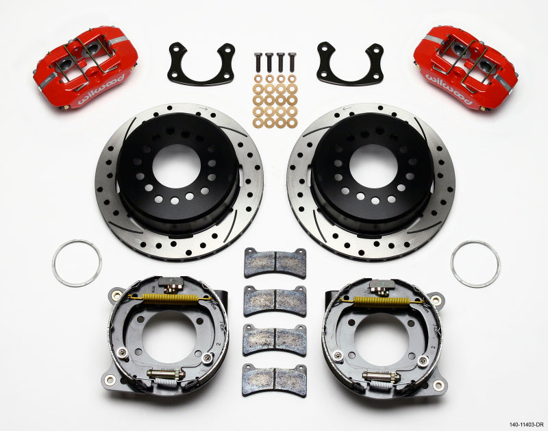 Wilwood Dynapro Low-Profile 11-Inch P-Brake Kit with Red Calipers for Small Ford 2.50-Inch Offset