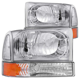 ANZO 2000-2004 Ford F-250 Super Duty Crystal Headlight Set with Chrome Housing (Pair)