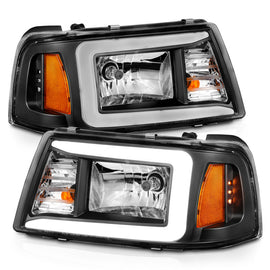 ANZO 2001-2011 Ford Ranger Crystal Headlights with Light Bar, Black Housing and Clear Lens
