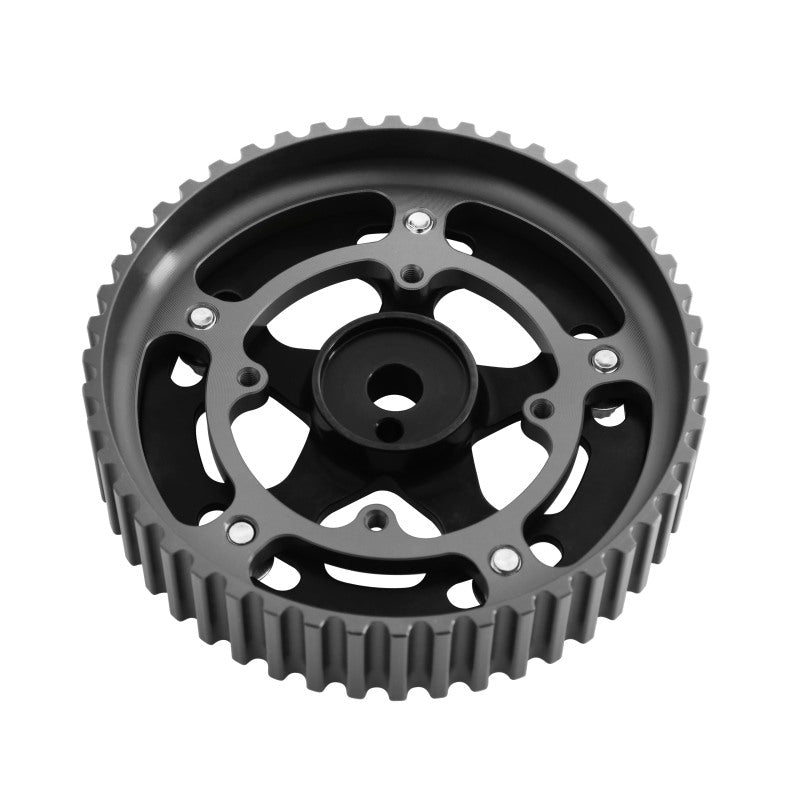 AEM Tru-Time Adjustable Camshaft Gear for Mitsubishi 4G63/T Engines - Black Anodized, 5-Bolt Design