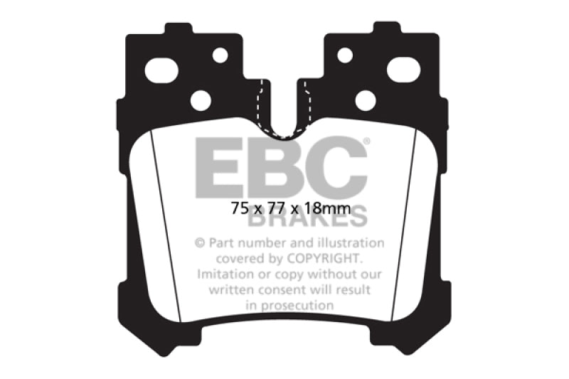 EBC Yellowstuff Rear Brake Pads for Lexus LS460 and LS600h, Part Number ebcDP41812R