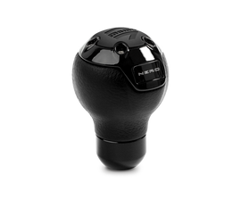 MOMO Nero Tall Black Leather Shift Knob with Black Chrome Insert