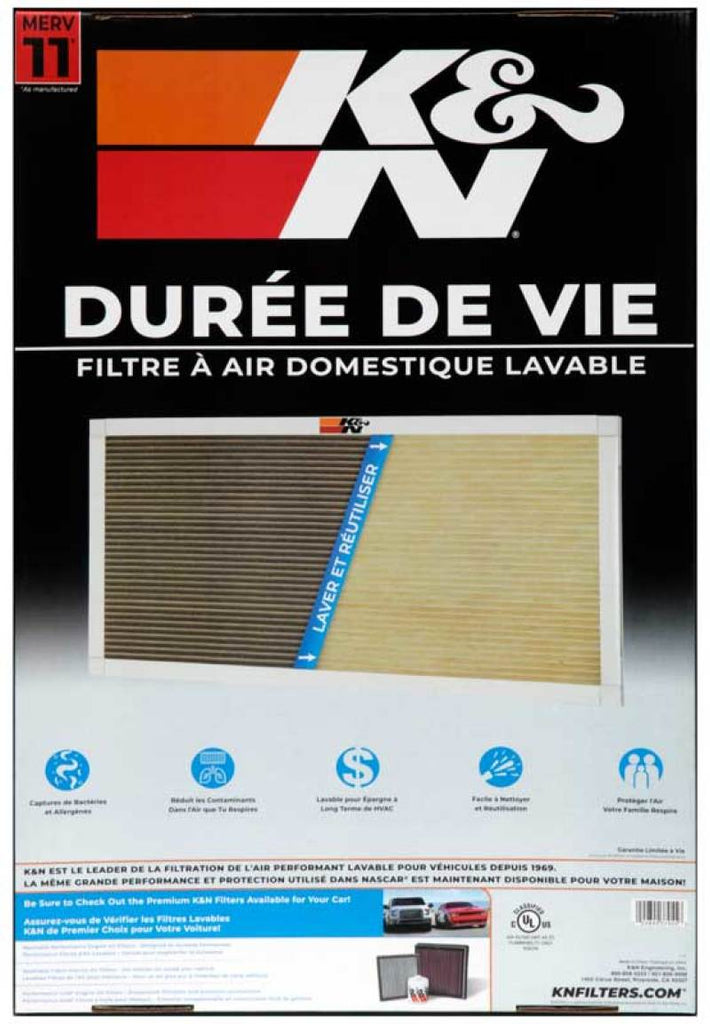 K&N Engineering HVAC Filter 16 x 24 x 1 - Reusable Washable Pleated Synthetic Air Filter