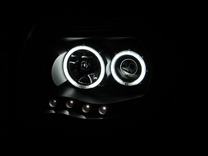 ANZO 2005-2011 Toyota Tacoma Projector Headlights with Halo and Black Housing