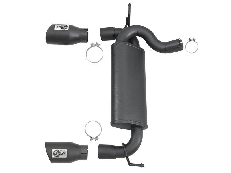 aFe Rebel Series 2.5-inch Dual Black Tip Axle-Back Exhaust System for Jeep Wrangler (JK) 2007-2018 with V6-3.8L / 3.6L Engine
