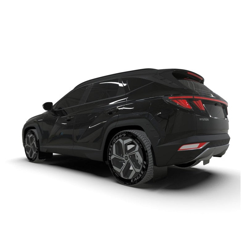 Rally Armor 22-24 Hyundai Tucson Black UR Mud Flap with Metallic Black Logo