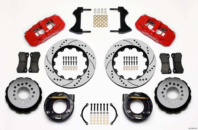 Wilwood AERO4 Rear P-Brake Kit with 14-inch Drilled Rotors for Chevrolet C10 and GMC C15