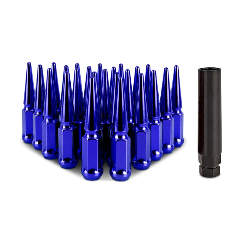 Mishimoto Steel Spiked Lug Nuts M12 x 1.5, 24-Piece Set - Blue
