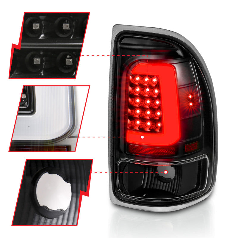 ANZO 1997-2004 Dodge Dakota LED Tail Light Assembly with Clear Lens and Black Housing – Pair