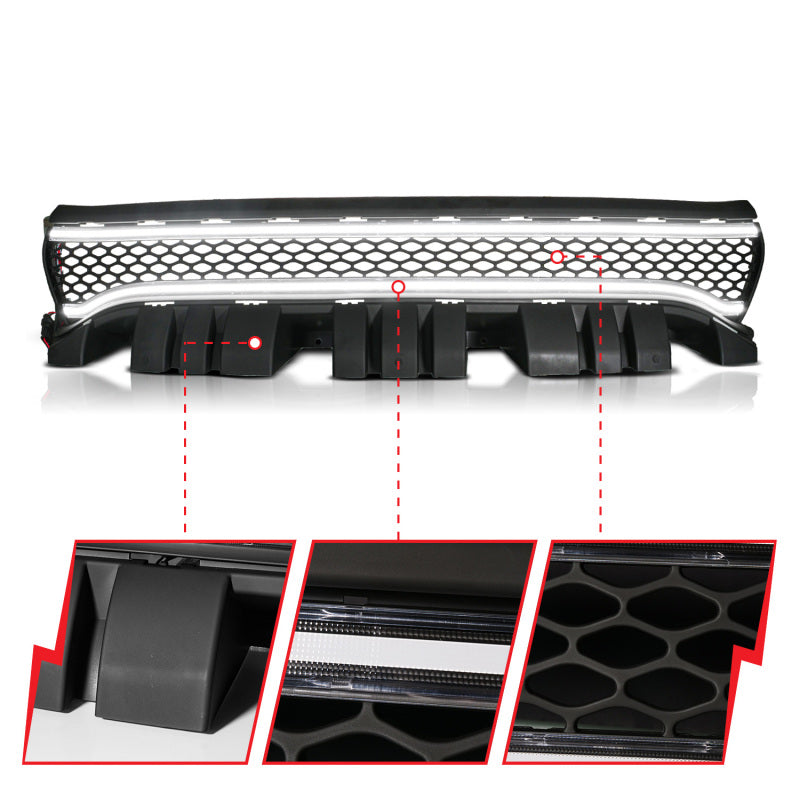 ANZO 15-23 Dodge Charger Black LED Grille with Ignition Initiation & Running Light Bar