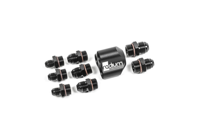 Radium Engineering 3 Into 1 Distribution Block with Fittings - Part No. RAD20-0237