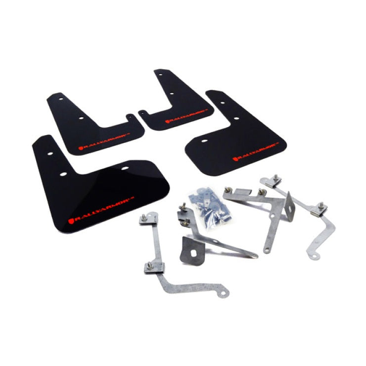 Rally Armor UR Series Mud Flaps for Subaru Impreza 2011-2014 with Red Logo in Black (Part Number: ralMF19-UR-BLK/RD)