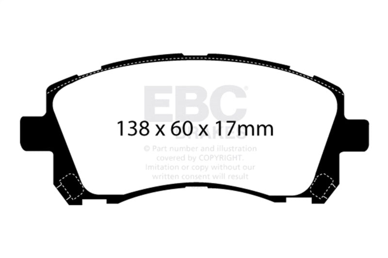EBC Greenstuff 2000 Series Front Brake Pads DP21134 for Subaru Impreza and Legacy