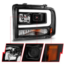 Load image into Gallery viewer, ANZO 99-04 Ford F-250/F-350/F-450 and Excursion Projector Headlights with Light Bar, Black Housing - Part ANZ111551