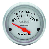 AutoMeter Ultra-Lite 52mm Short Sweep Electronic Voltage Gauge (Part #ATM4391)