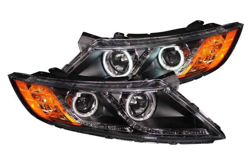 ANZO 2011-2013 Kia Optima Projector Headlights with Halo, Black Housing and Clear Lens