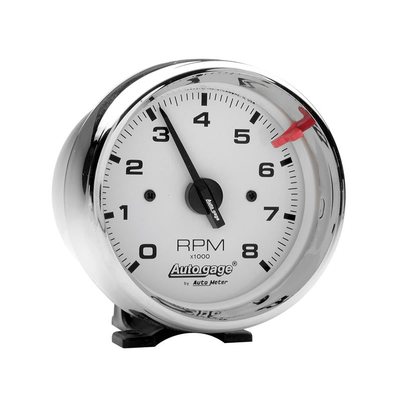 AutoMeter Autogage 3-3/4 Inch White 8000 RPM Pedestal Mount Tachometer