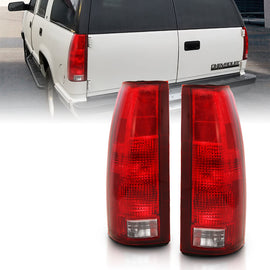 ANZO 1988-1999 Chevy C1500 Taillight Set with Circuit Board – Chrome Housing, Red/Clear Lens, OE Replacement