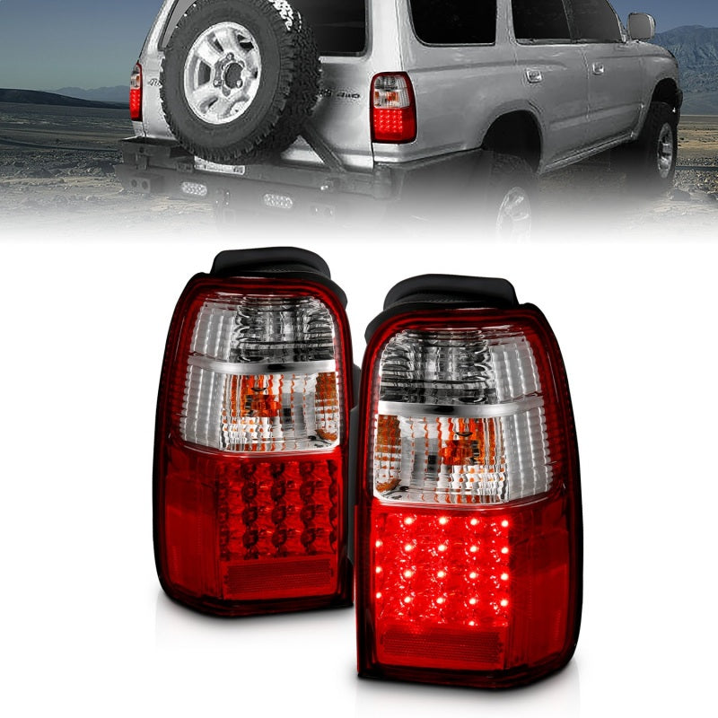 ANZO 2001-2002 Toyota 4Runner LED Tail Light Assembly with Red/Clear Lens Pair