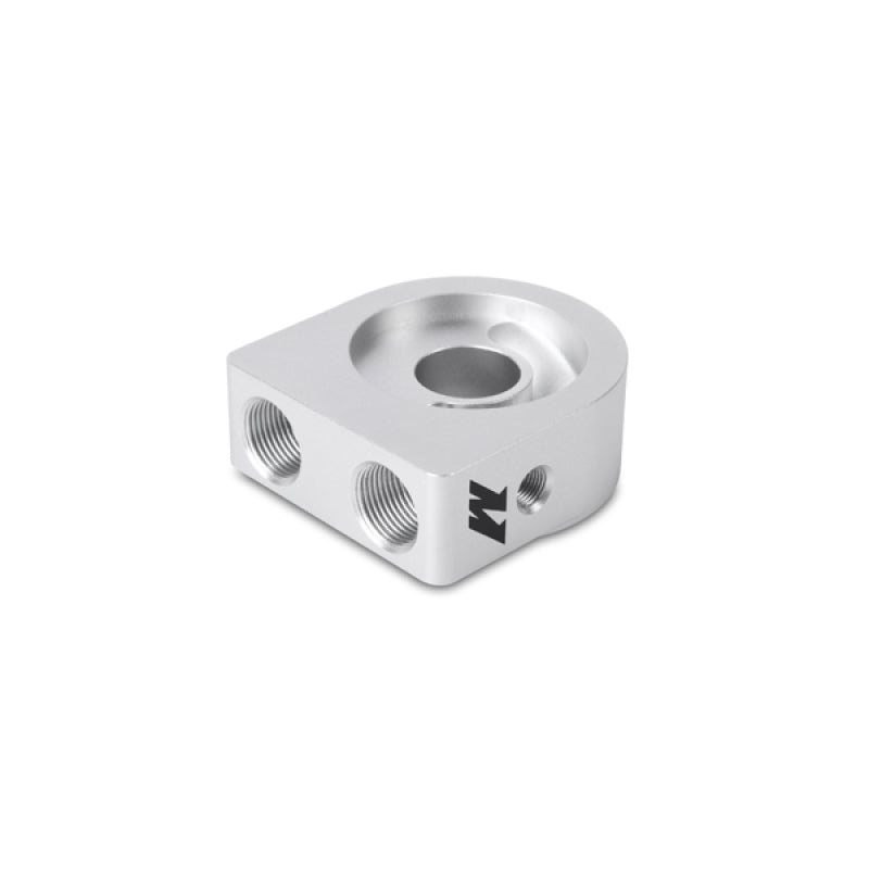 Mishimoto Silver M20 Oil Sandwich Plate - High-Flow Oil Cooler Adapter for Automotive Applications