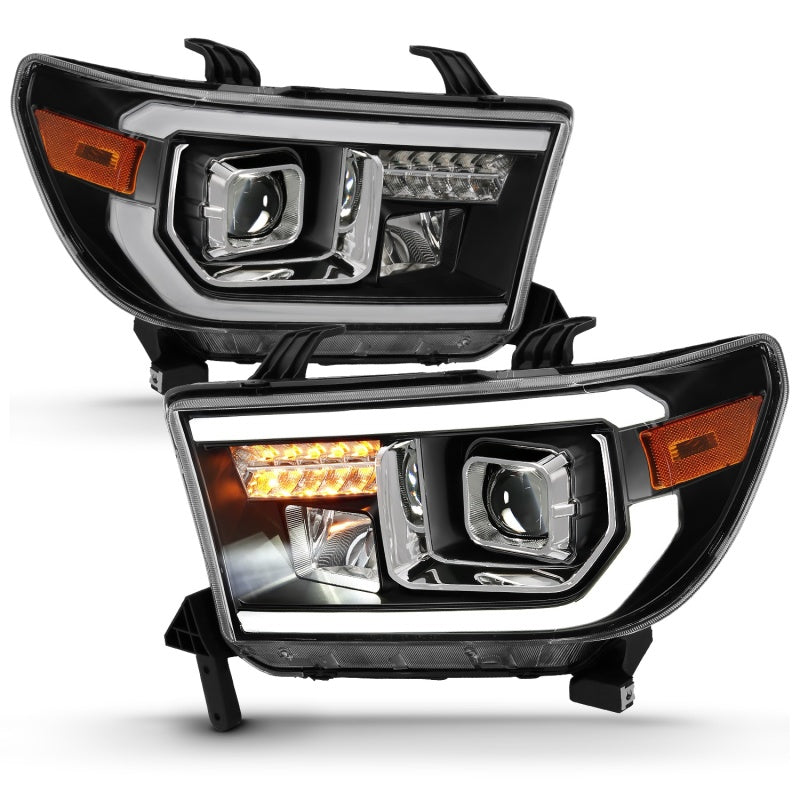 ANZO Part No. anz111447 Toyota Tundra & Sequoia Black Housing Projector Headlights with LED High Beam (Halogen Bulb Version)