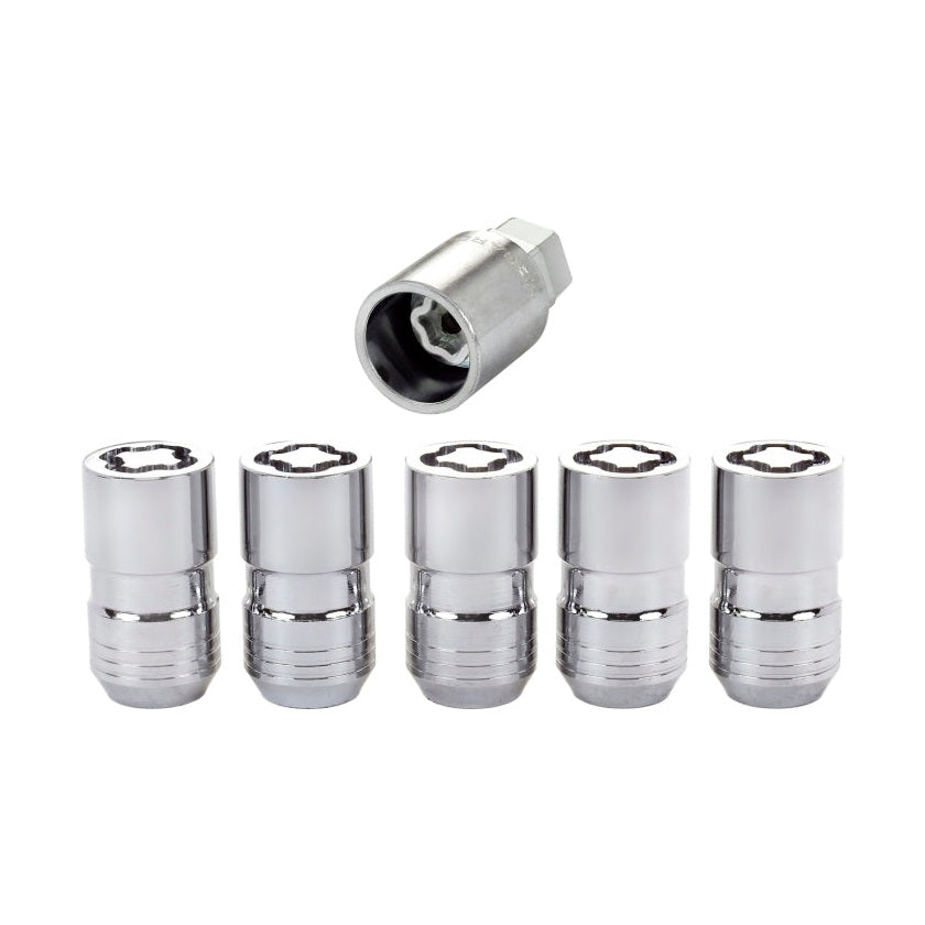 McGard Chrome Cone Seat Wheel Lock Nut Set – M14 x 1.5 Thread, 5 Pieces with Matching Key