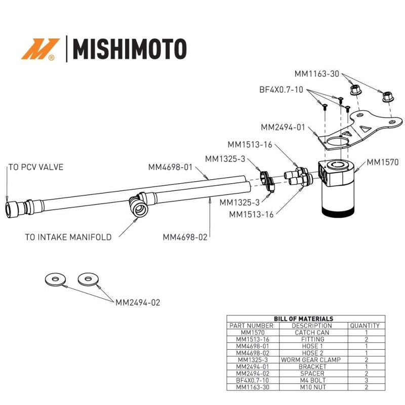 Mishimoto 2024+ Ford Mustang 2.3L EcoBoost Oil Catch Can PCV Side for Enhanced Engine Performance
