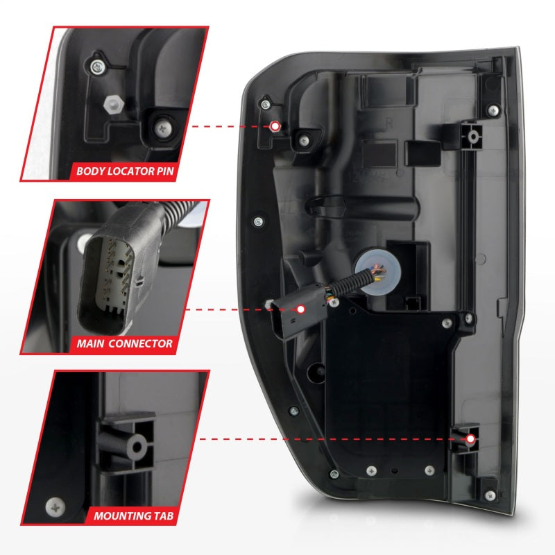 ANZO 19-22 Ford Ranger Full LED Taillights with Lightbar Sequential Signal and Clear Lens in Black Housing