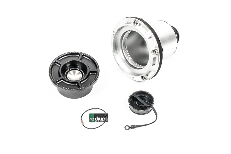 Radium Engineering Remote Mount SVF Swing Valve Filler with 1.5 inch Hose Barb Connection