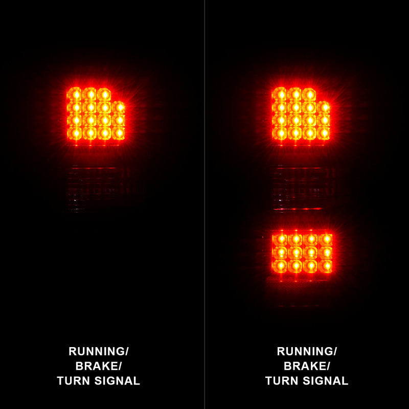 ANZO 2014-2018 GMC Sierra LED Tail Light Assembly with Black Housing and Clear Lens