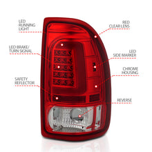 Load image into Gallery viewer, ANZO LED Tail Light Assembly Pair for Dodge Dakota 1997-2004 with Chrome Housing and Red Lens