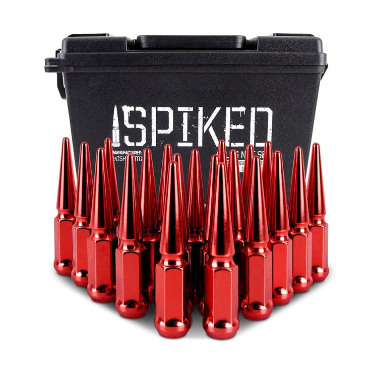 Mishimoto Steel Spiked Lug Nuts M12x1.5, 20-Piece Set - Red