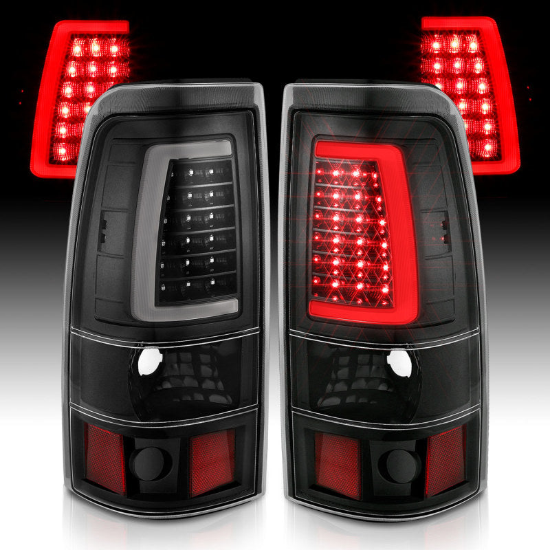 ANZO 1999-2002 Chevy Silverado 1500 LED Tail Light Assembly with Clear Lens and Black Housing