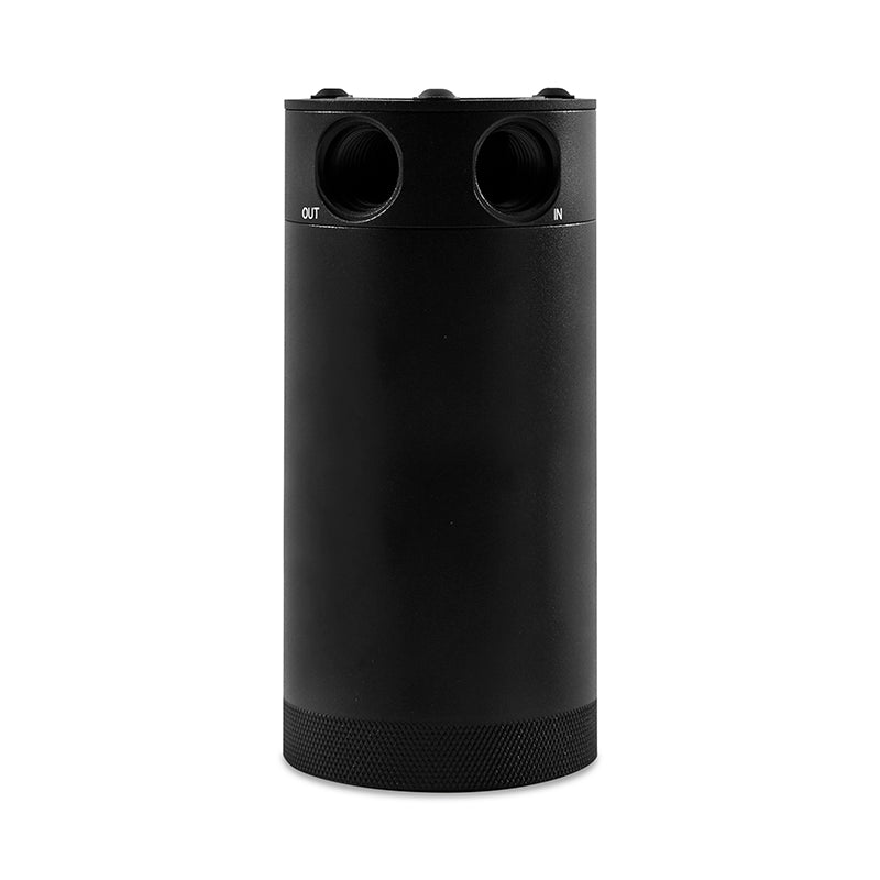 Mishimoto XL Baffled Oil Catch Can with 2 Ports – Black, Part Number misMMBCC-CBTWO-XLBK