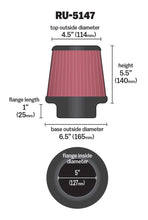 Load image into Gallery viewer, K&amp;N Engineering Universal Rubber Air Filter with 5-Inch Flange * Model RU-5147