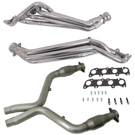 BBK Performance 11-14 Ford Mustang GT 1-3/4 Long Tube Headers with High Flow Catted Mid Pipe (Silver Ceramic) – Part Number BBK16333