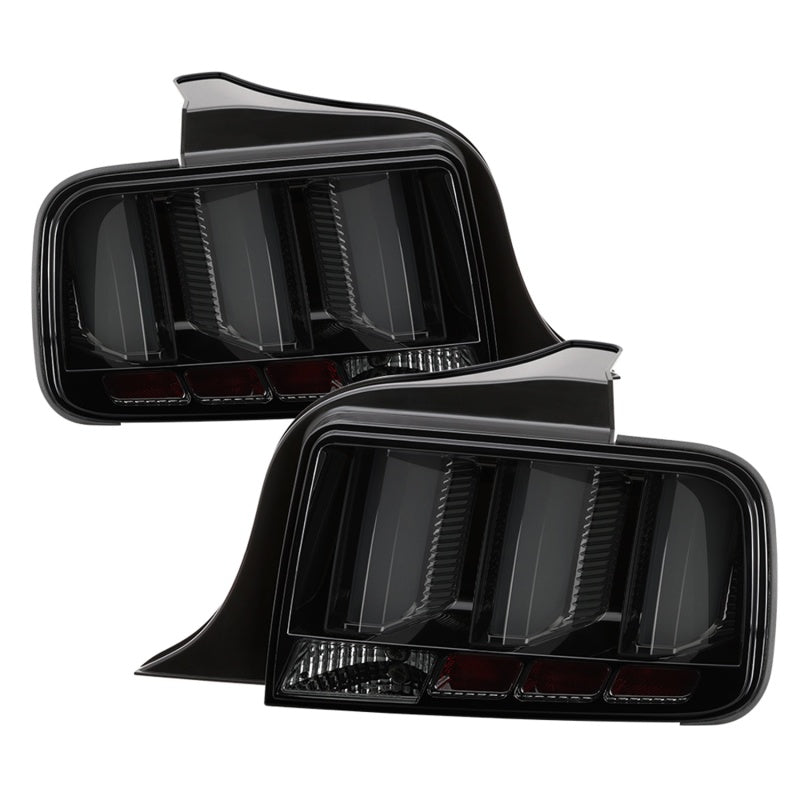 Spyder 05-09 Ford Mustang LED Tail Lights with Smoke Finish and White Light Bar