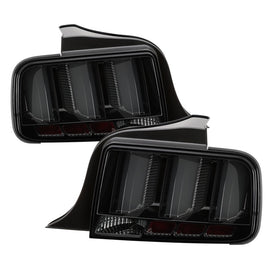Spyder 05-09 Ford Mustang LED Tail Lights with Smoke Finish and White Light Bar