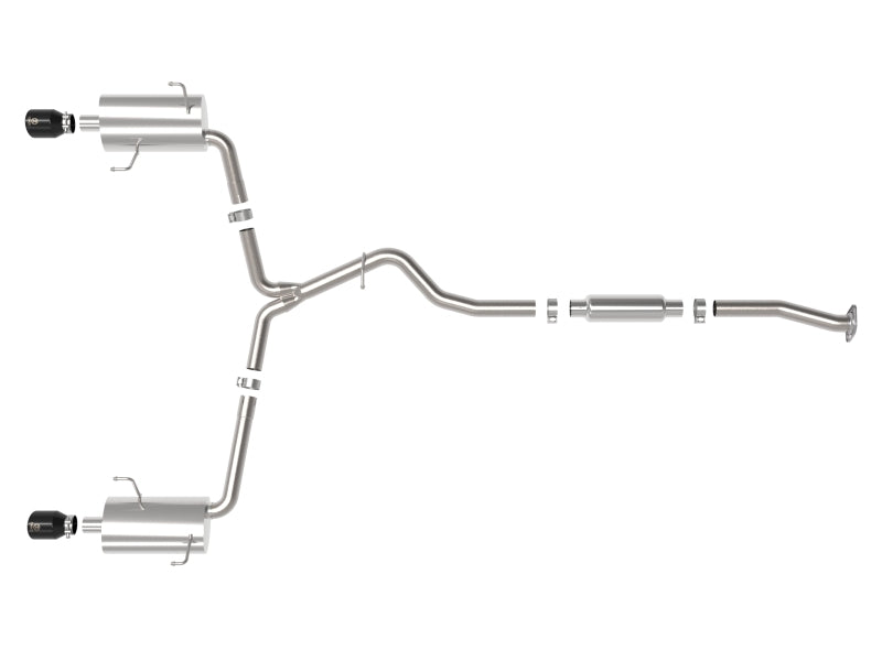 aFe Takeda 2-1/2 inch to 2-1/4 inch Stainless Steel Cat-Back Exhaust for Subaru Forester XT 2014-2018 with Black Tips